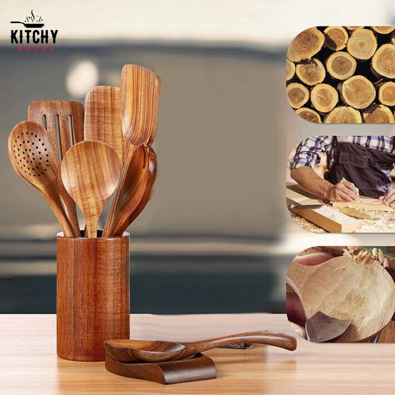 Ustensiles en Bois de Teck 🪵 | KitchyGoods