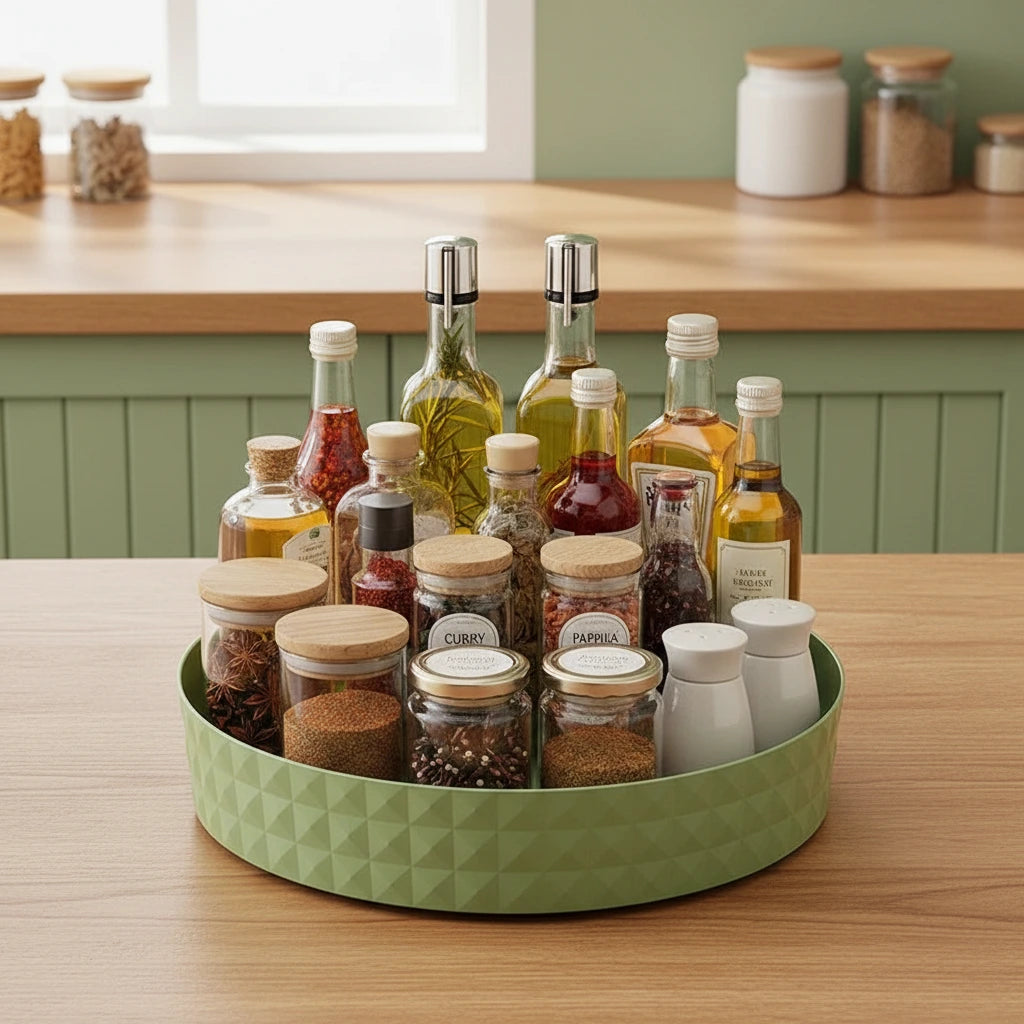 plateau tournant vert matcha rempli