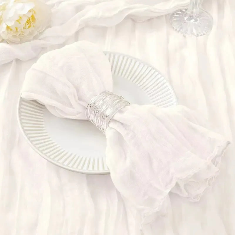 serviette de table boho blanc