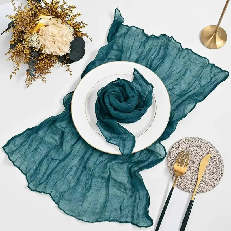 serviette de table boho bleu canard
