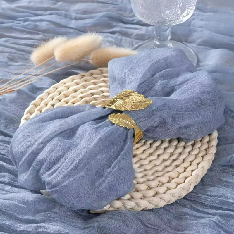 serviette de table boho gris bleu