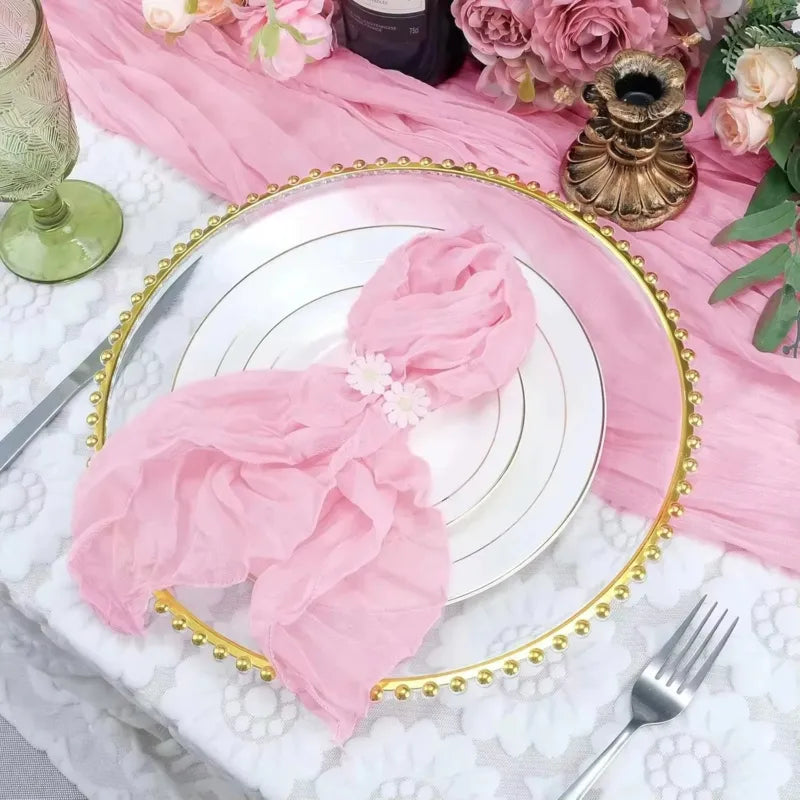 serviette de table boho rose