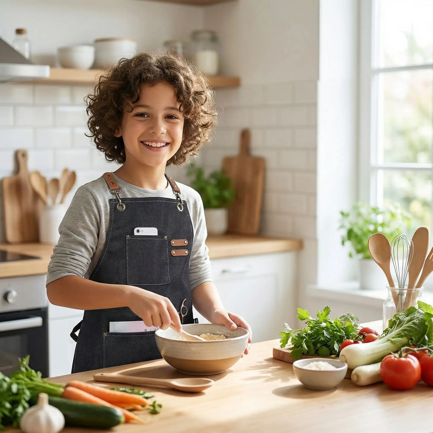 tablier cuisine enfant tissu noir