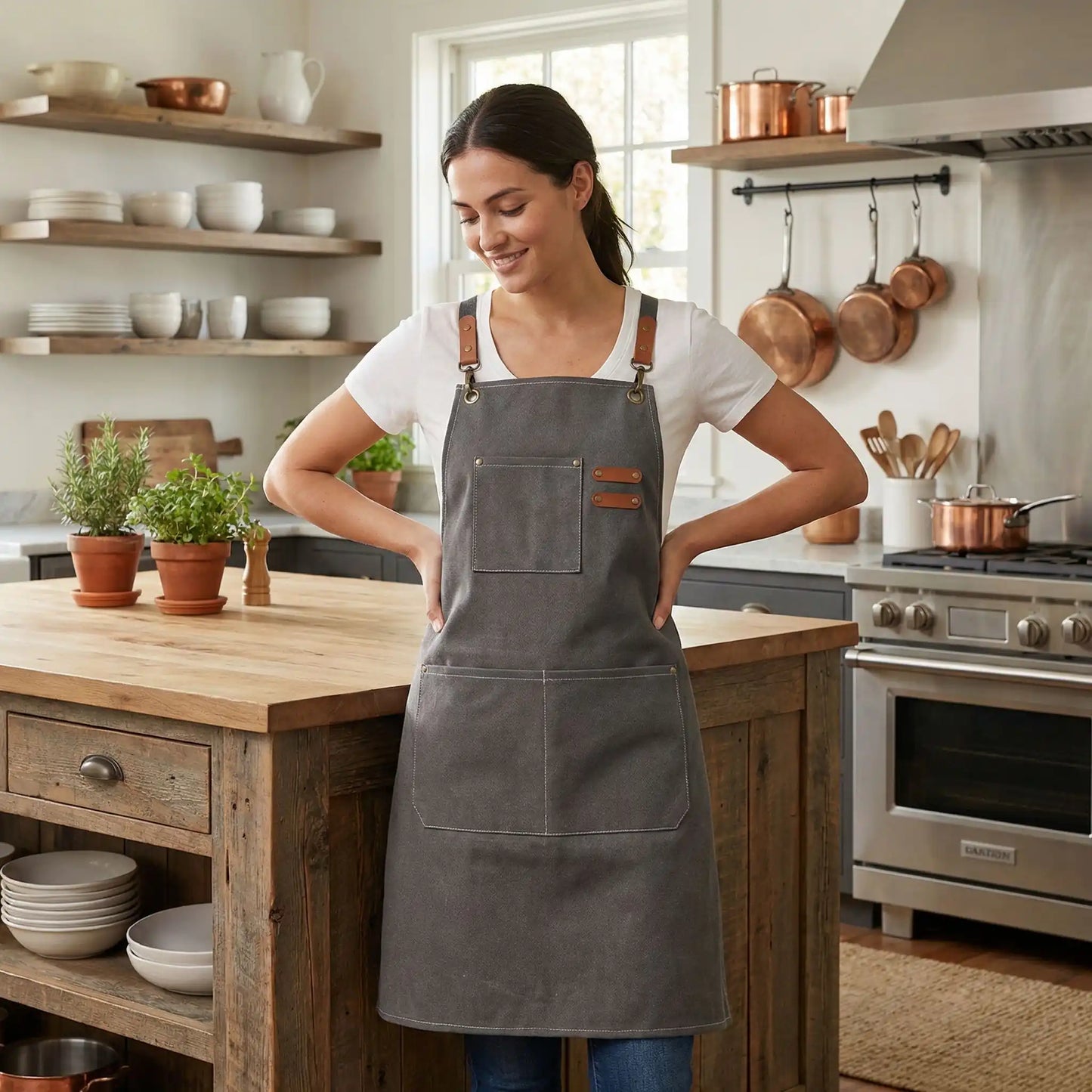 Tablier de cuisine homme et femme en tissu – Toile premium résistante et réglable