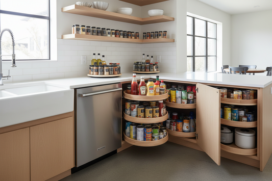 rangement cuisine : optimiser l'espace avec des plateaux tournants