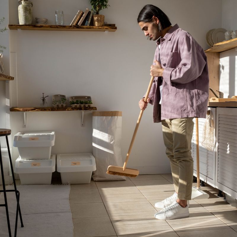 Serpillière à Pince Détachable – 4 Torchons Réutilisables – Manche Long 100 Cm – Nettoyage Sols Facile