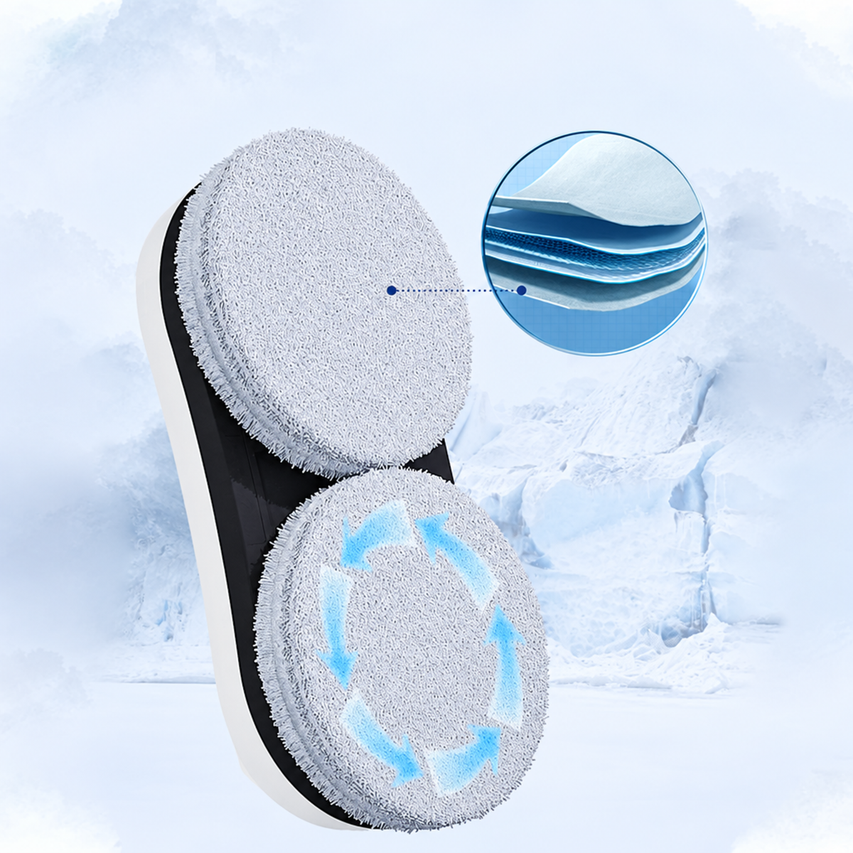 Robot nettoyeur de vitres avec tampons microfibres