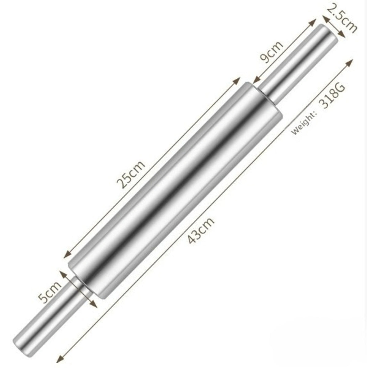 rouleau à pâtisserie inox 25 cm