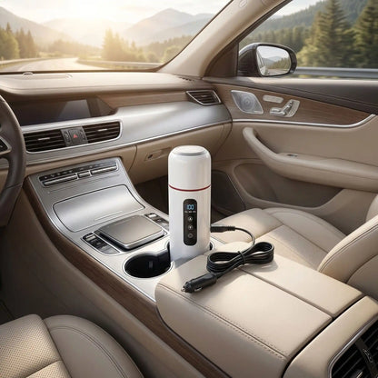 bouilloire pour voiture blanc avec branchement allume cigare