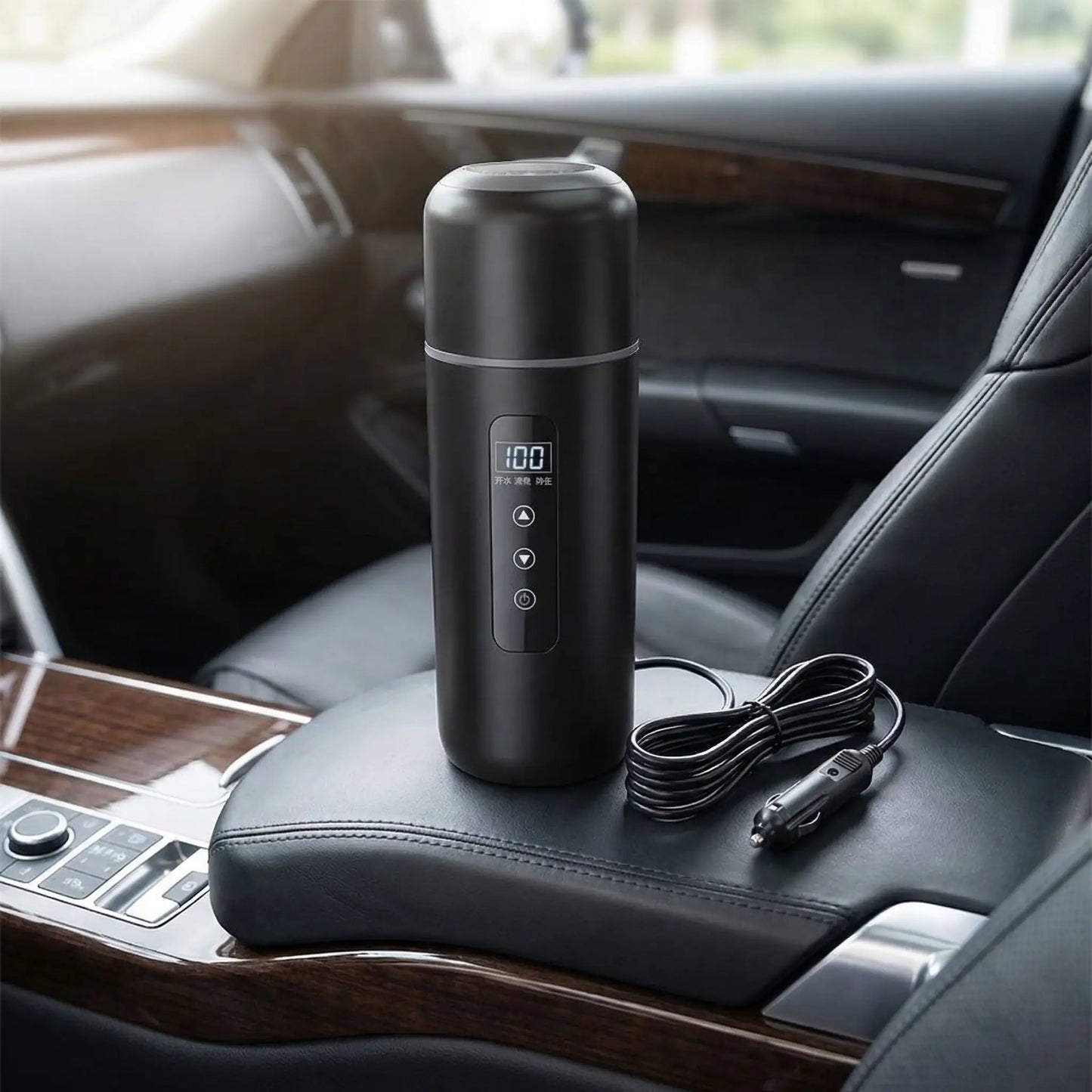 bouilloire pour voiture noir avec branchement allume cigare