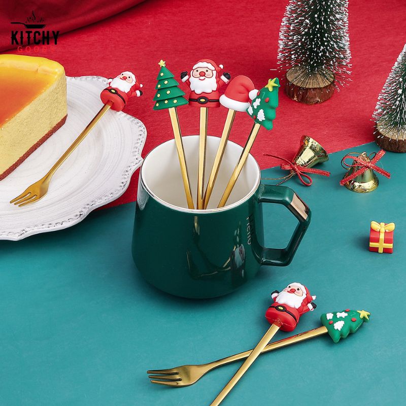 Cuillères et Couverts à Dessert de Noël - Magie à Votre Table