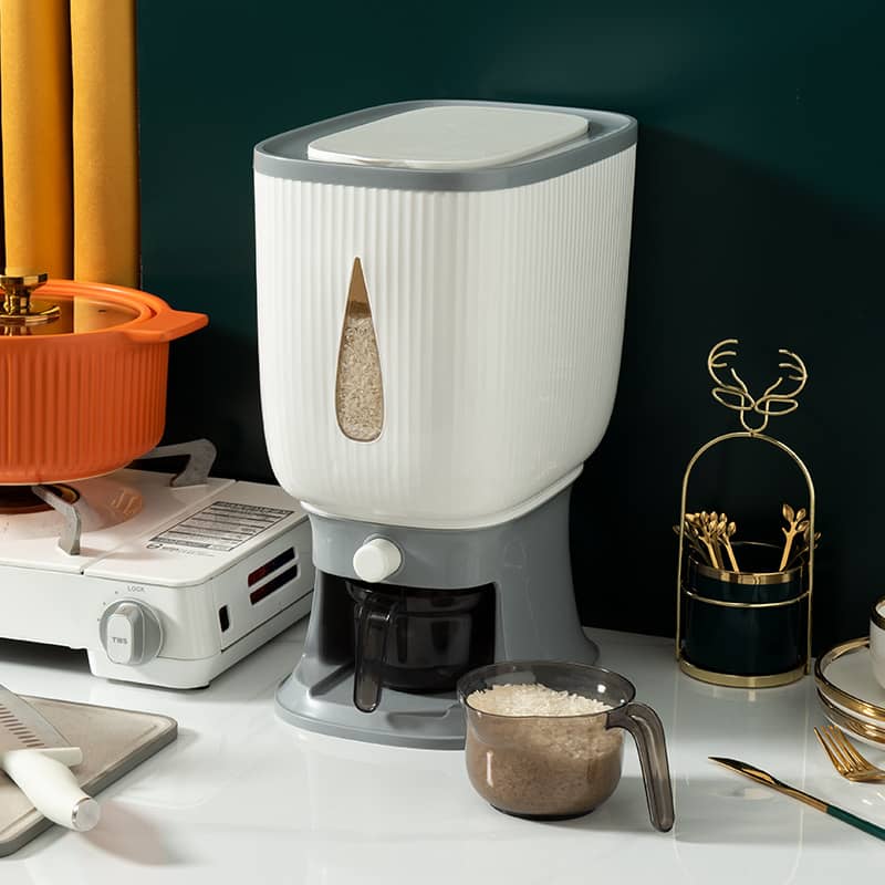 Distributeur De Riz Automatique 10 Kg – Seau Intelligent Avec Tasse à Rinçage, Stockage Étanchéité Parfait