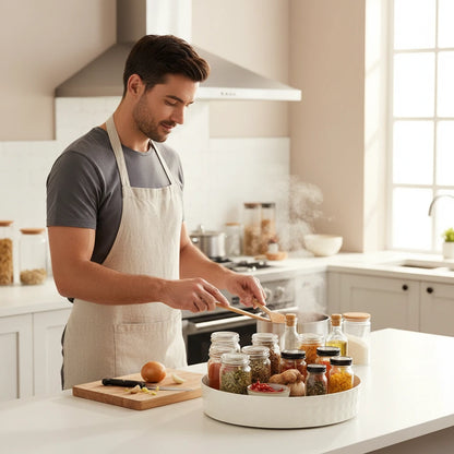 homme utilisant plateau tournant