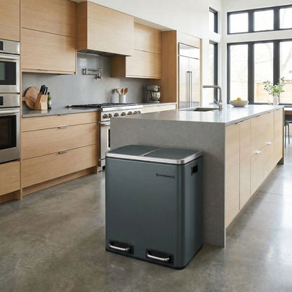 poubelle de cuisine tri 2x15 gris anthracite