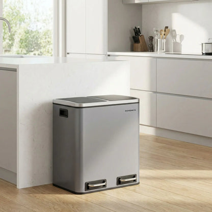 poubelle de cuisine tri double compartiments gris ardoise