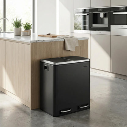 poubelle de cuisine tri 2x15 noir
