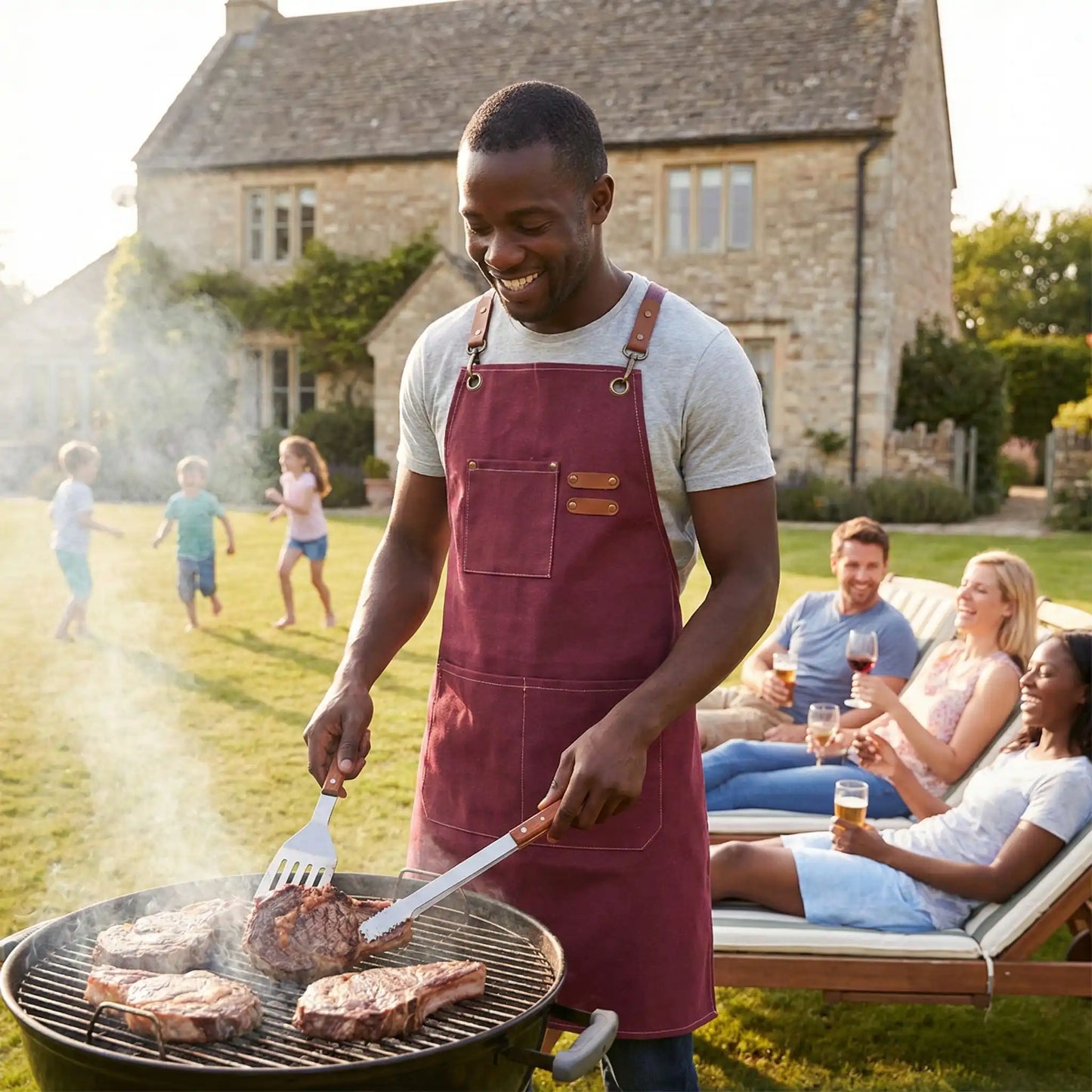 Tablier de cuisine homme et femme en tissu – Toile premium résistante et réglable