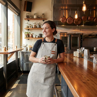 Tablier de cuisine homme et femme en tissu – Toile premium résistante et réglable