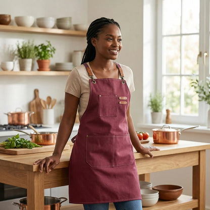 Tablier de cuisine homme et femme en tissu – Toile premium résistante et réglable