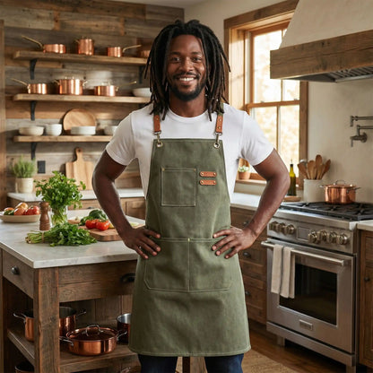 Tablier de cuisine homme et femme en tissu – Toile premium résistante et réglable
