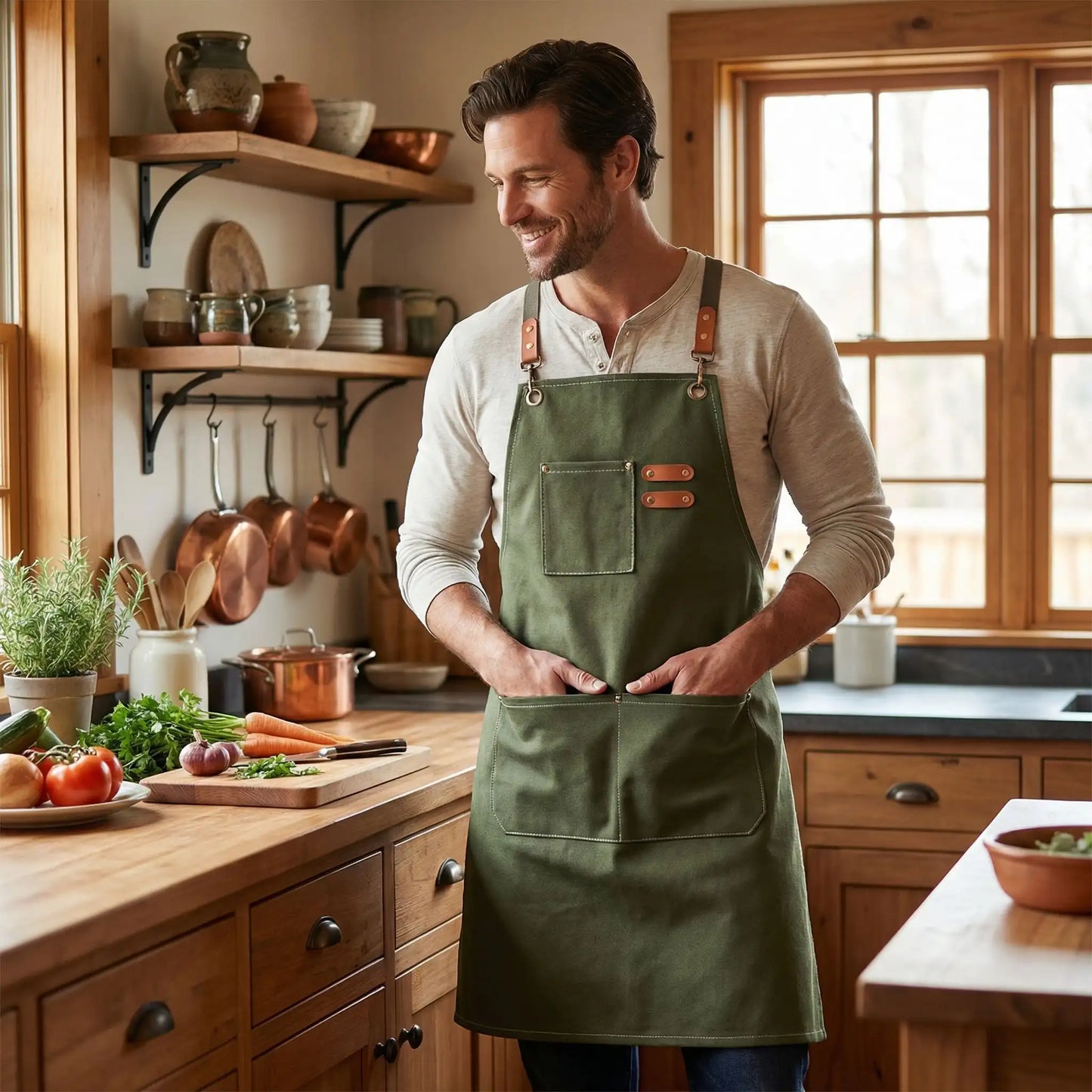 Tablier de cuisine homme et femme en tissu – Toile premium résistante et réglable