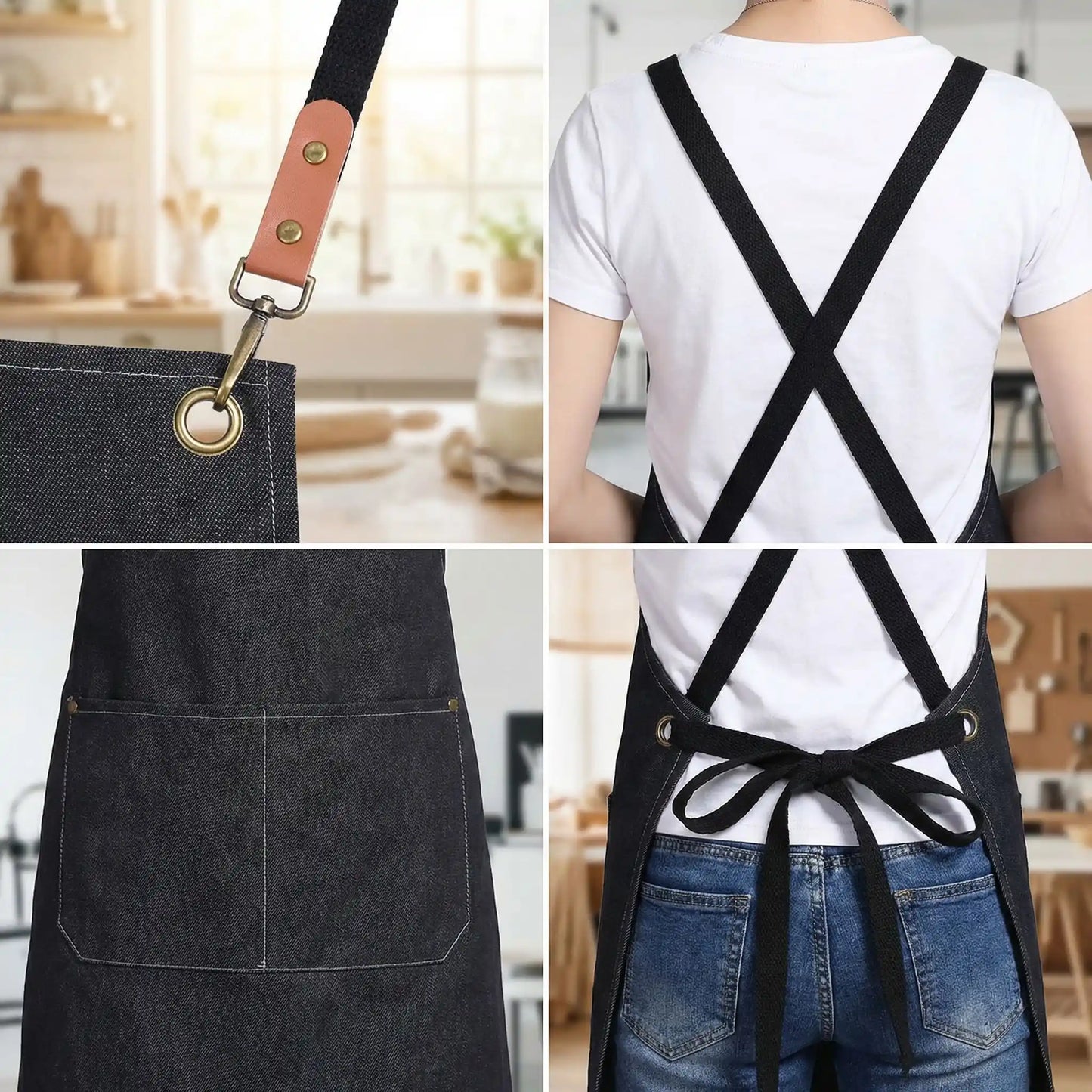 Tablier de cuisine homme et femme en tissu – Toile premium résistante et réglable